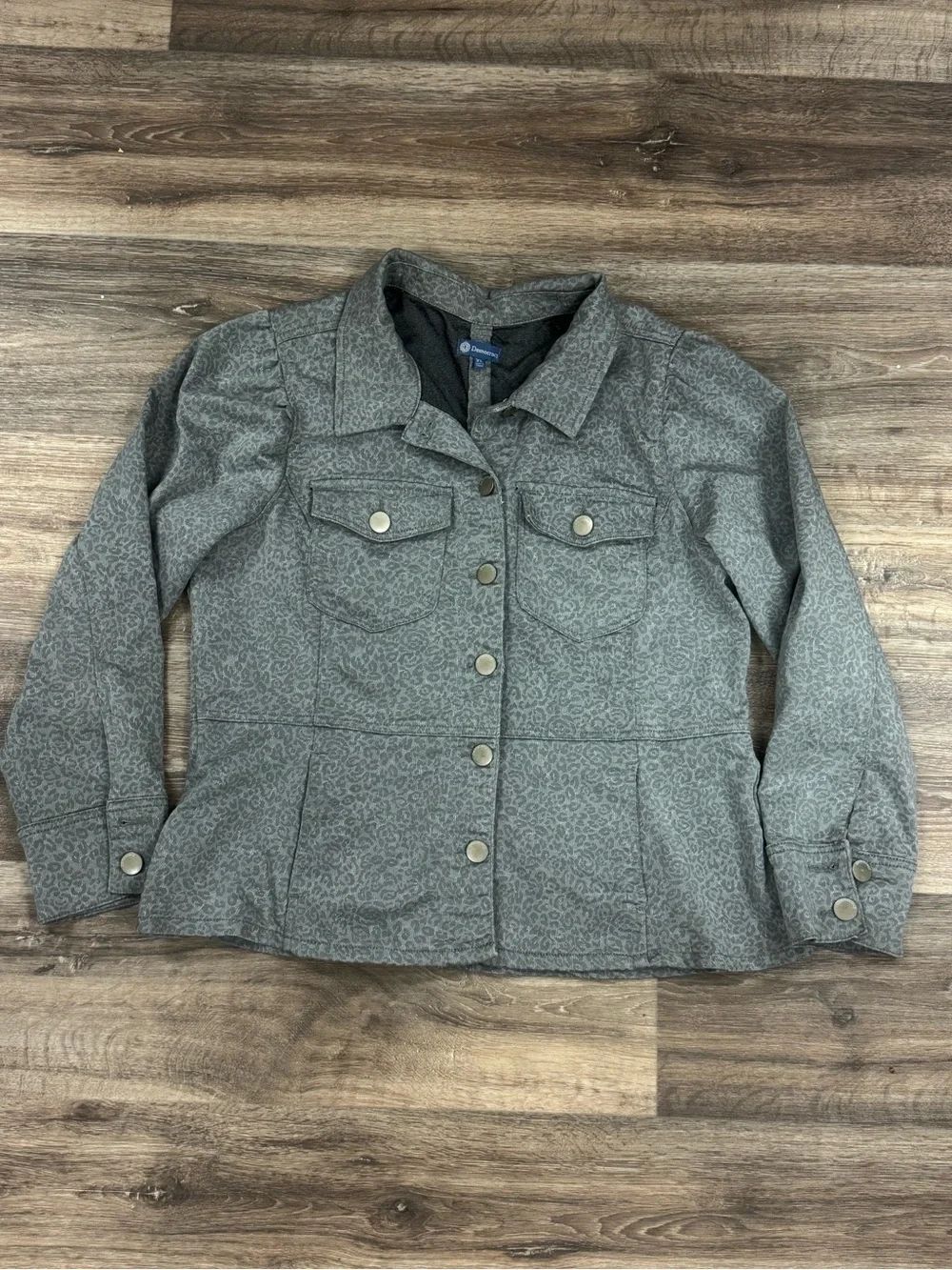 Democracy Leopard Print Grey Button Front Jacket Women’s XL